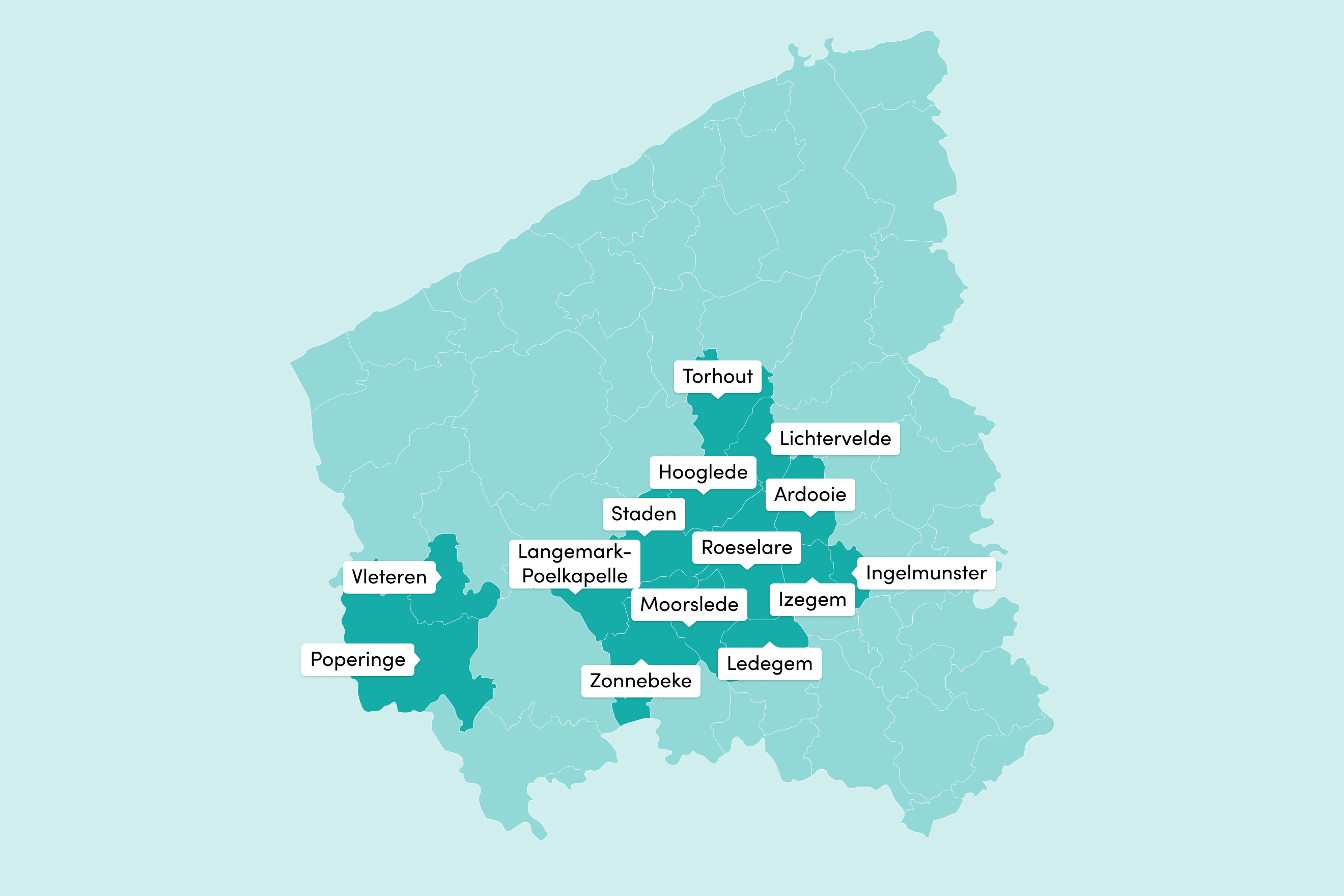 Werkingsgebied Thuiswest landkaart